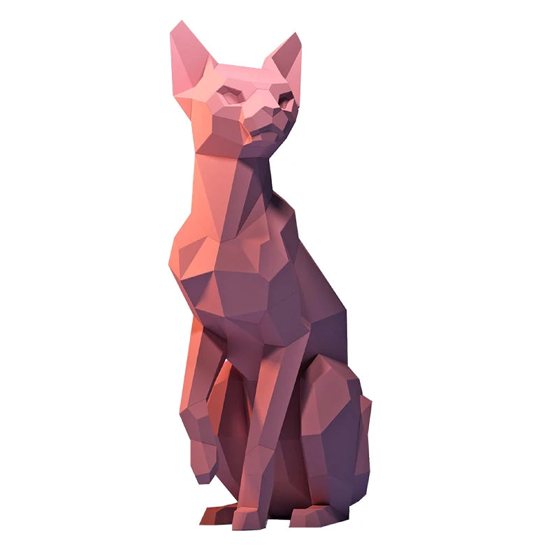 Escultura de papel 3D de gatos siameses de origami de 43 cm para armar.