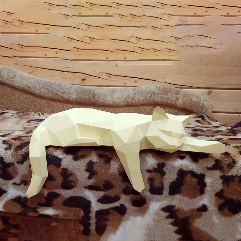 50 cm Origami 3D Paper Cat Sculpture to Assemble DIY
