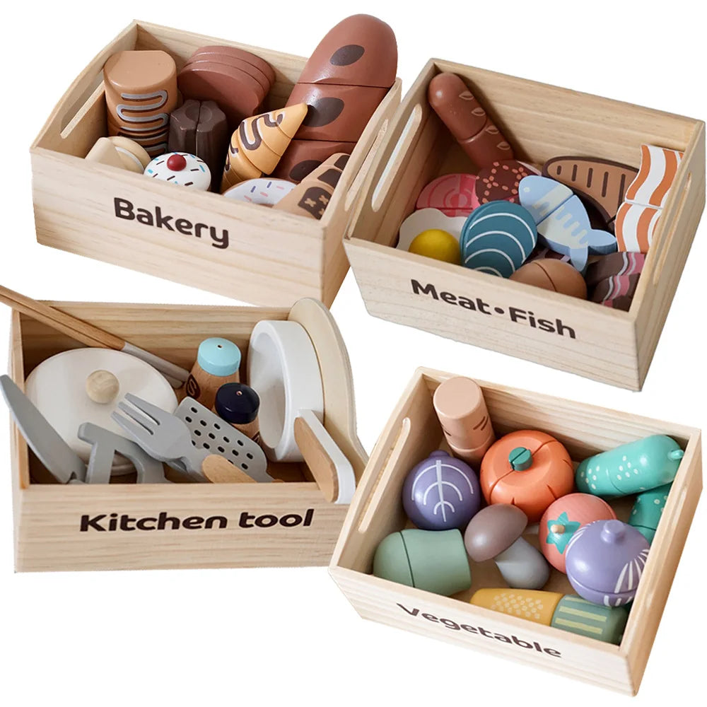 Juguete de madera Montessori para cortar comida
