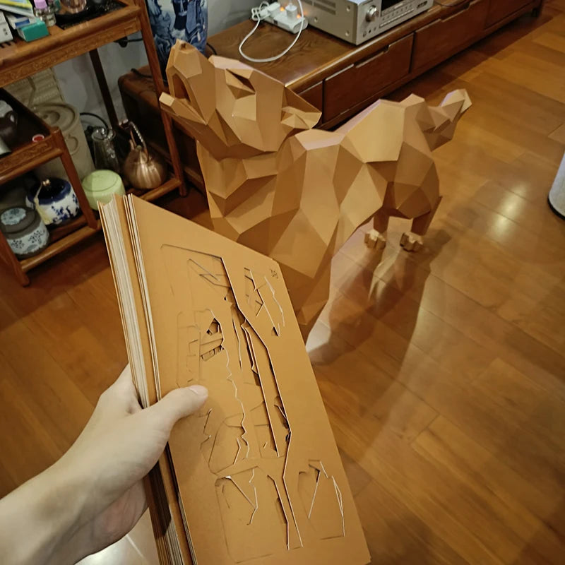 Sculpture Origami 120 cm Loup en Papier 3D à Assembler DIY
