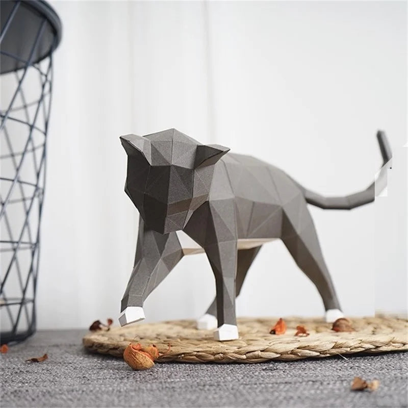 46cm Origami 3D Paper Cat Sculpture to Assemble DIY