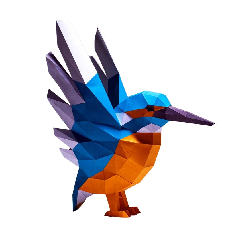 41.8cm Origami Kingfisher Bird 3D Paper Sculpture to Assemble DIY