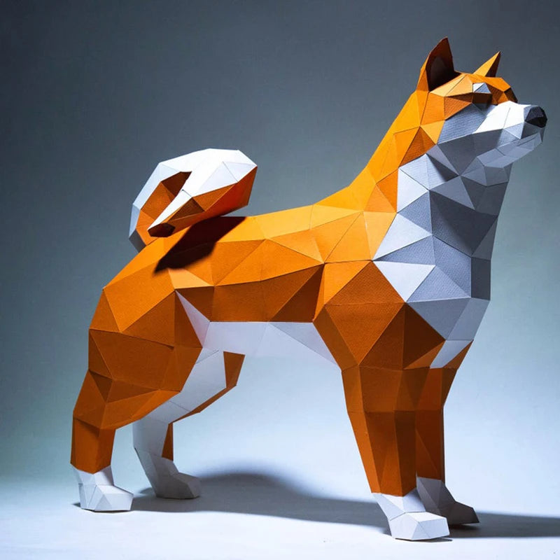 52 cm Origami Shiba Inu Dog 3D Paper Sculpture to Assemble DIY