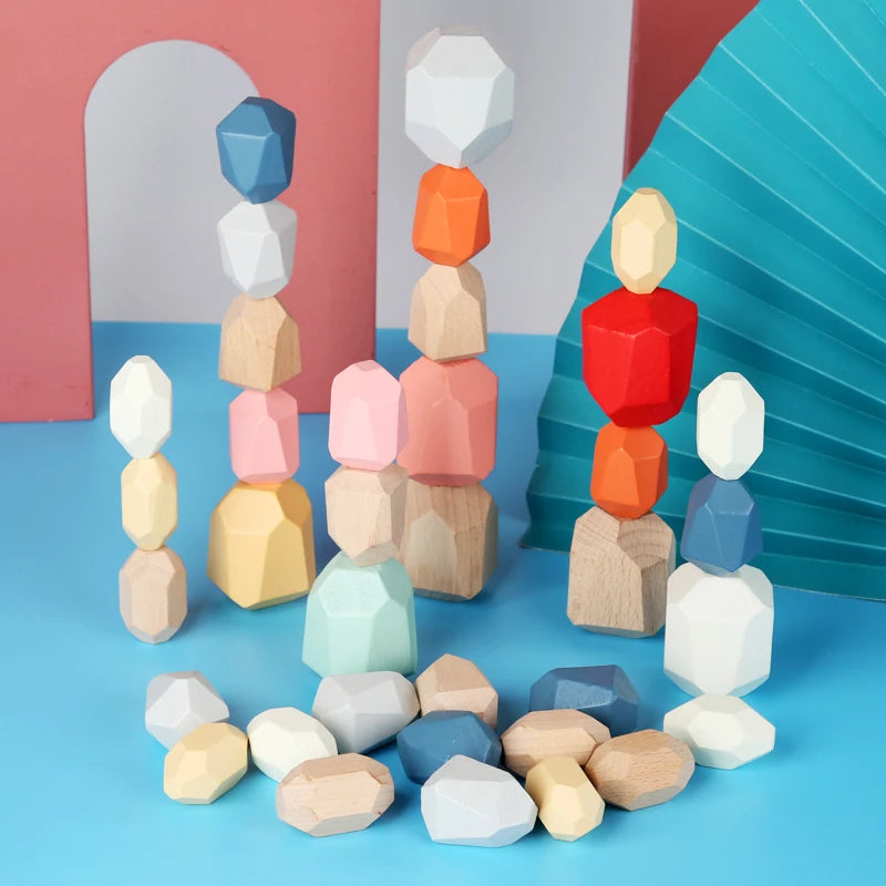 Montessori Wooden Construction and Balancing Game