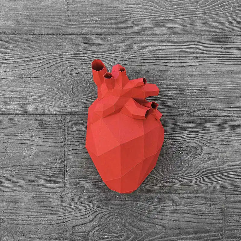 Escultura de pared de origami de 30 cm con forma de corazón de papel 3D para armar.