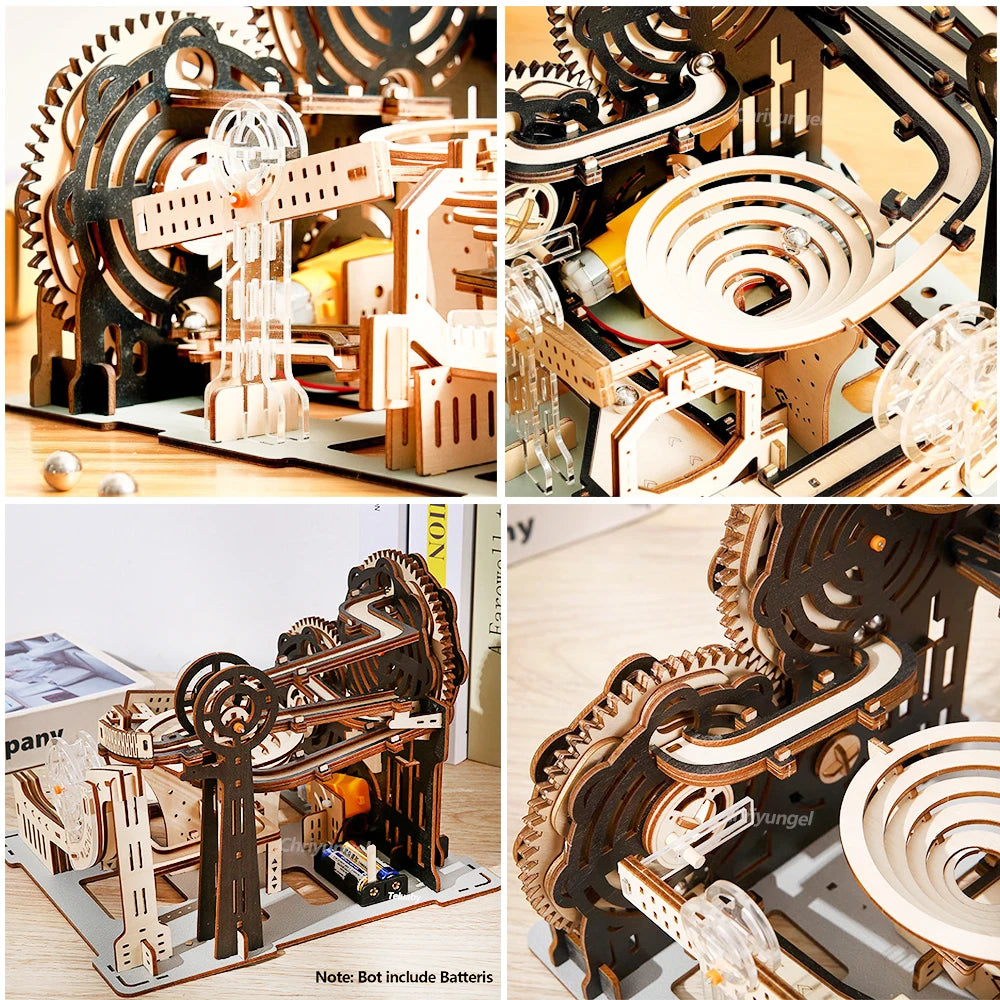 Rompecabezas de madera 3D Carrera de canicas mecánica
