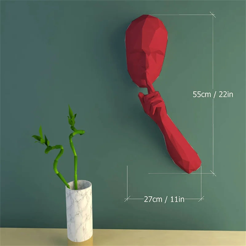 Escultura de pared de origami "Silencio", 55 cm, papel 3D, montaje DIY