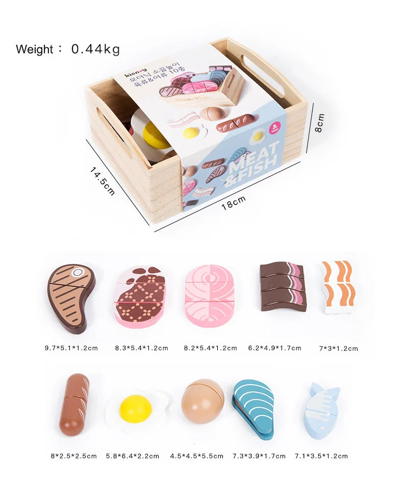 Juguete de madera Montessori para cortar comida