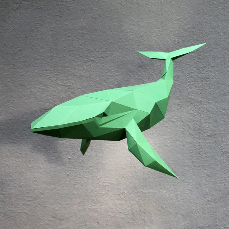 Origami Wall Sculpture 52 cm 3D Paper Whale to Assemble DIY