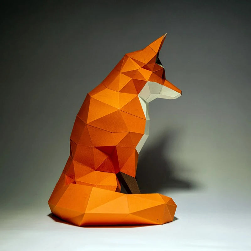 40cm Origami Fox 3D Paper Sculpture to Assemble DIY