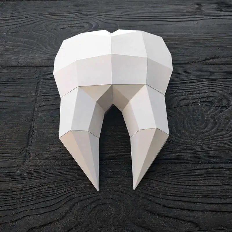 Escultura de pared de origami de 27 cm, molar de papel 3D para montar.
