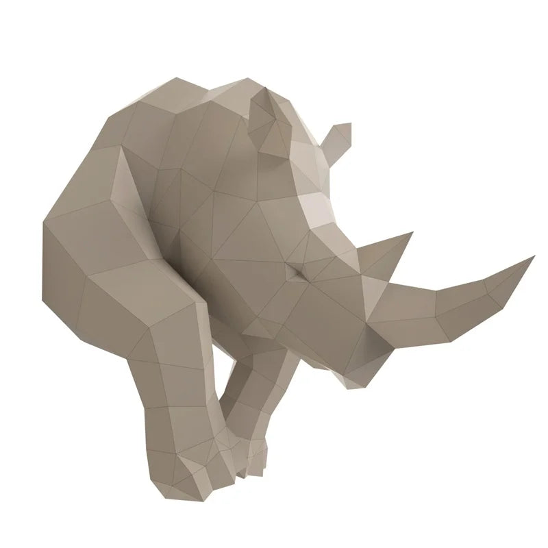 53cm Origami Wall Sculpture 3D Paper Rhinoceros to Assemble DIY