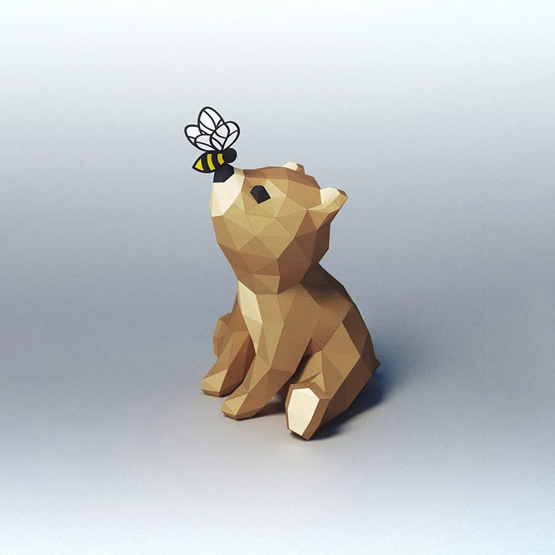 39 cm Origami Paper Bear 3D Sculpture to Assemble DIY