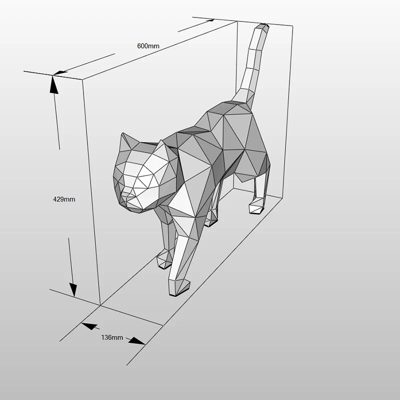 60 cm Origami 3D Paper Cat Sculpture to Assemble DIY