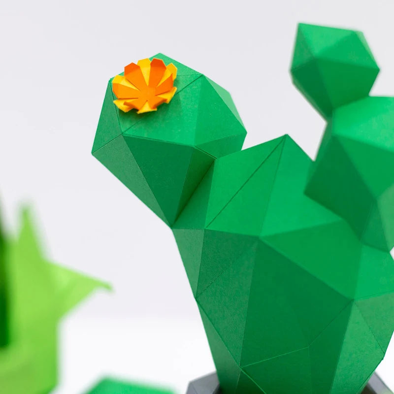 25cm Origami Cactus 3D Paper Sculpture to Assemble DIY