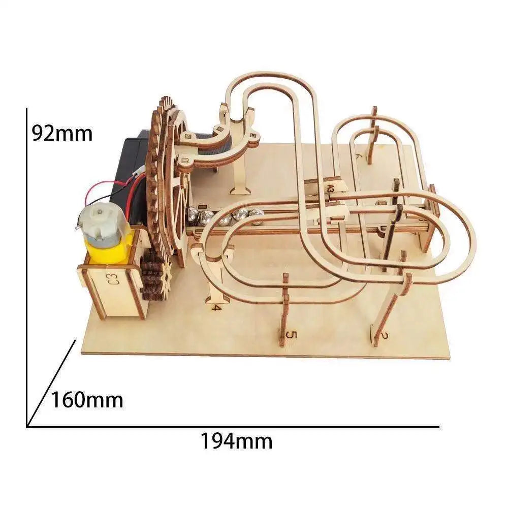 Rompecabezas de madera 3D Carrera de canicas mecánica y eléctrica