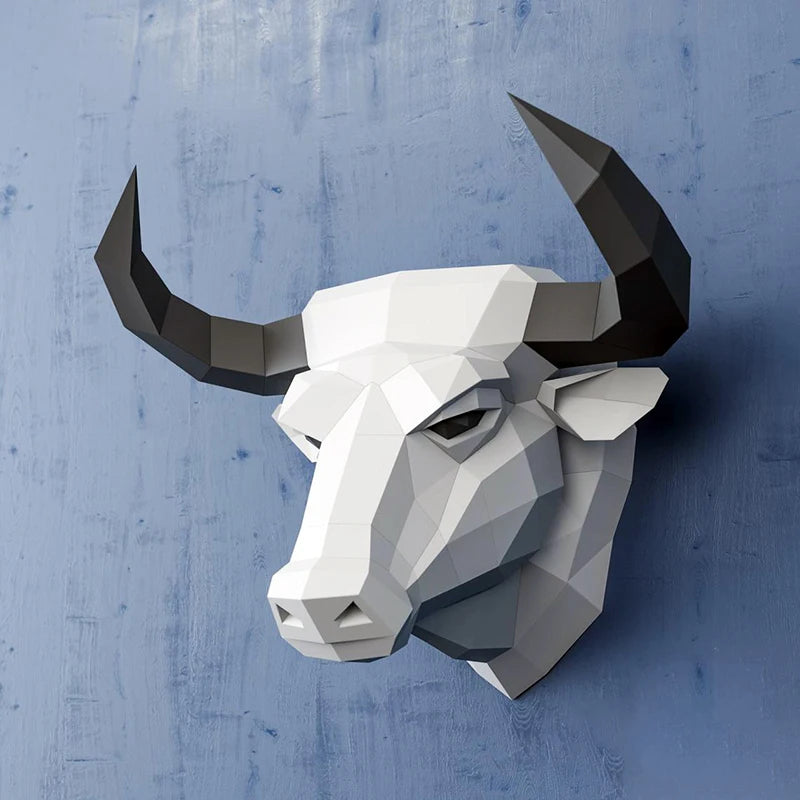 46cm Origami Wall Sculpture 3D Paper Bull to Assemble DIY