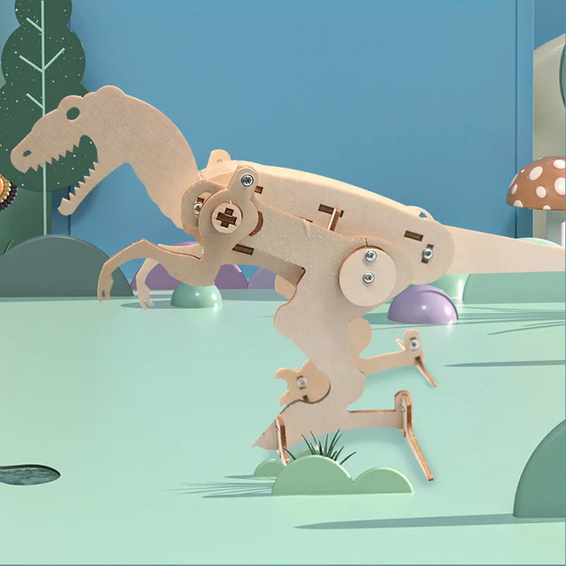 Rompecabezas de madera 3D Dinosaurio T Rex Robot Autómata Eléctrico