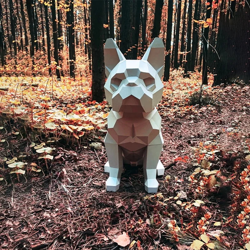 50cm Origami Sculpture French Bulldog Dog in 3D Paper to Assemble DIY