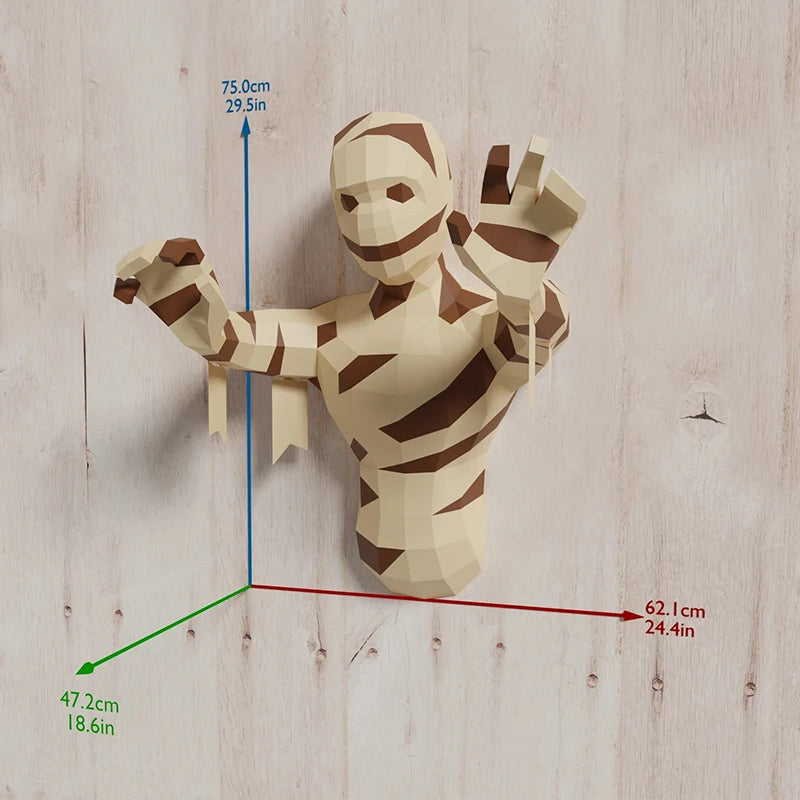 Origami Wall Sculpture 75 cm 3D Paper Mummy to Assemble DIY