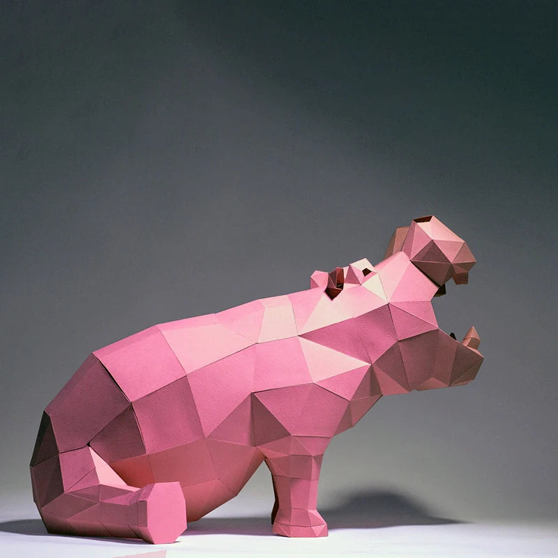 60 cm Origami Hippopotamus 3D Paper Sculpture to Assemble DIY