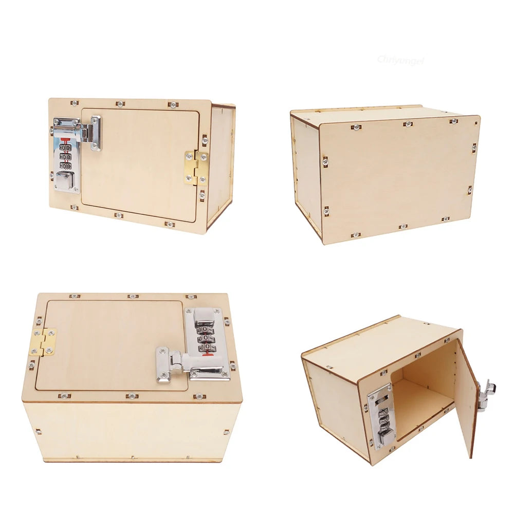 Caja fuerte mecánica de rompecabezas de madera 3D