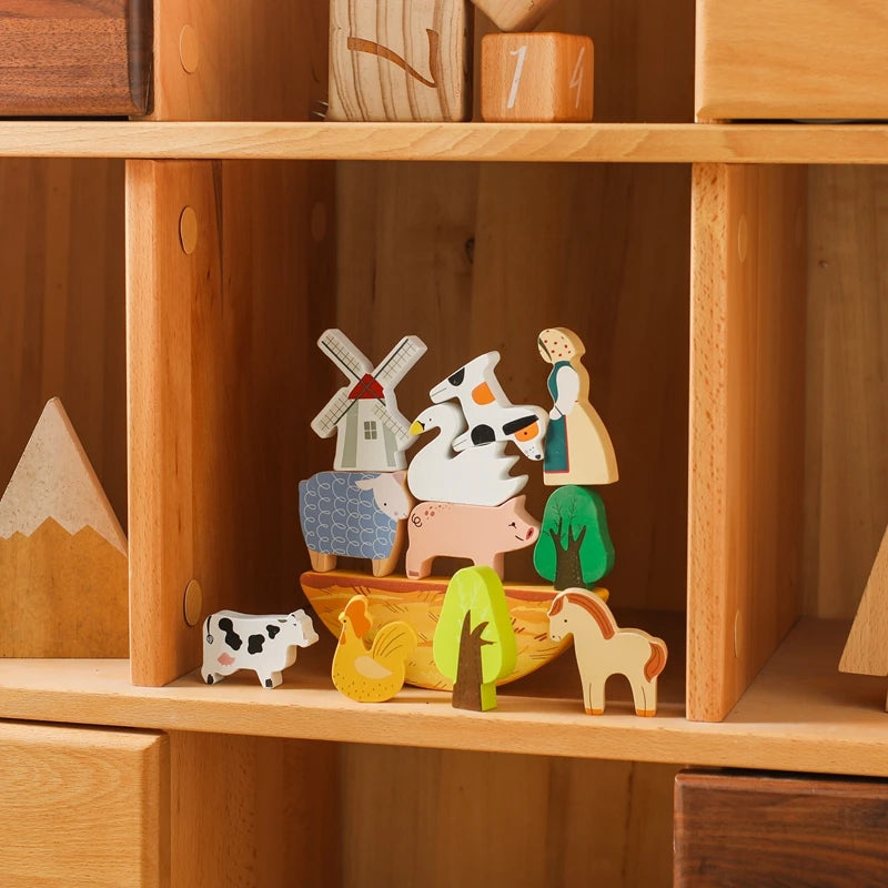 Jeu de Construction et d'Equilibre en Bois Animaux Montessori