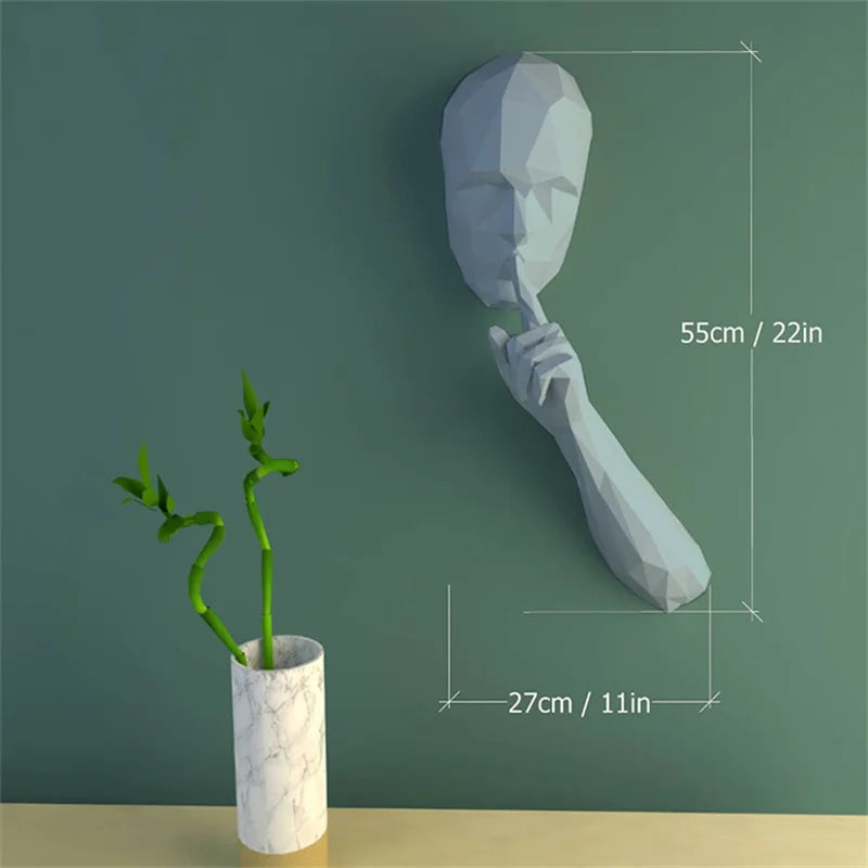 Escultura de pared de origami "Silencio", 55 cm, papel 3D, montaje DIY