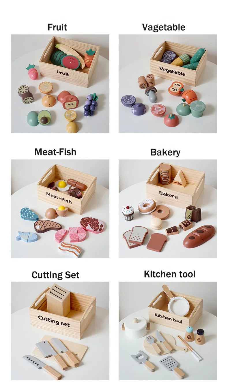 Juguete de madera Montessori para cortar comida