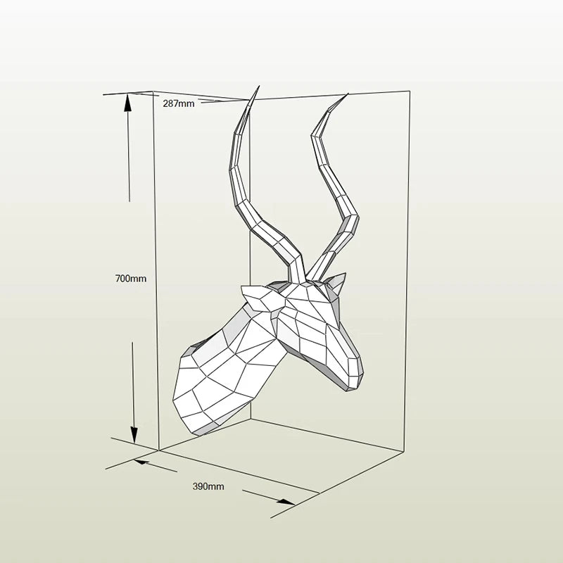 70cm Origami Impala 3D Paper Wall Sculpture to Assemble DIY
