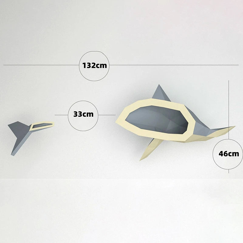 DIY 3D Paper Origami Hammerhead Shark Wall Sculpture