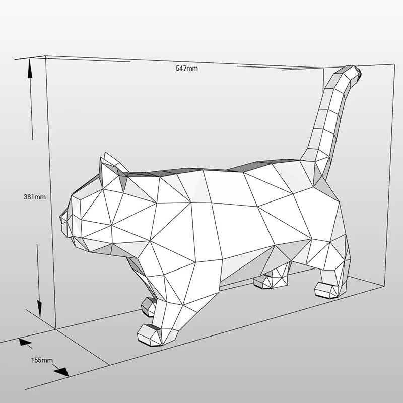 Origami Sculpture 47/54 cm 3D Paper Cats to Assemble DIY