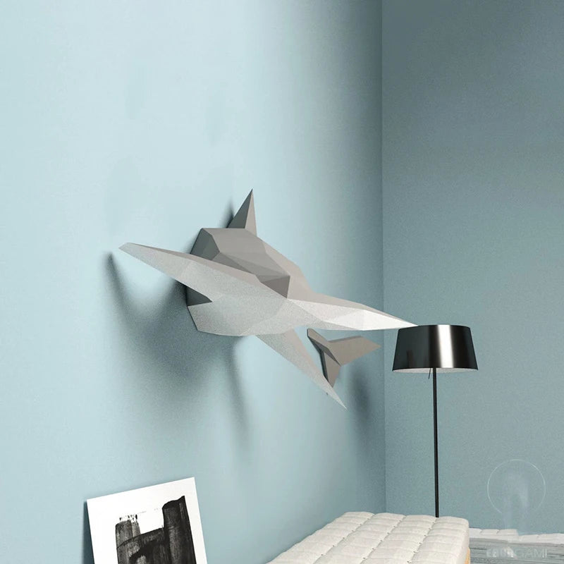 DIY 3D Paper Origami Hammerhead Shark Wall Sculpture