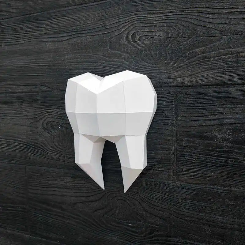 Escultura de pared de origami de 27 cm, molar de papel 3D para montar.