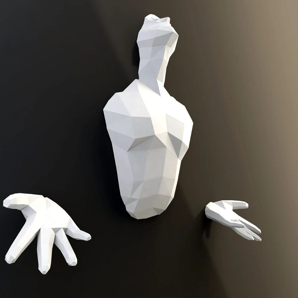 Origami Wall Sculpture 80 cm 3D Paper Man Bust to Assemble DIY