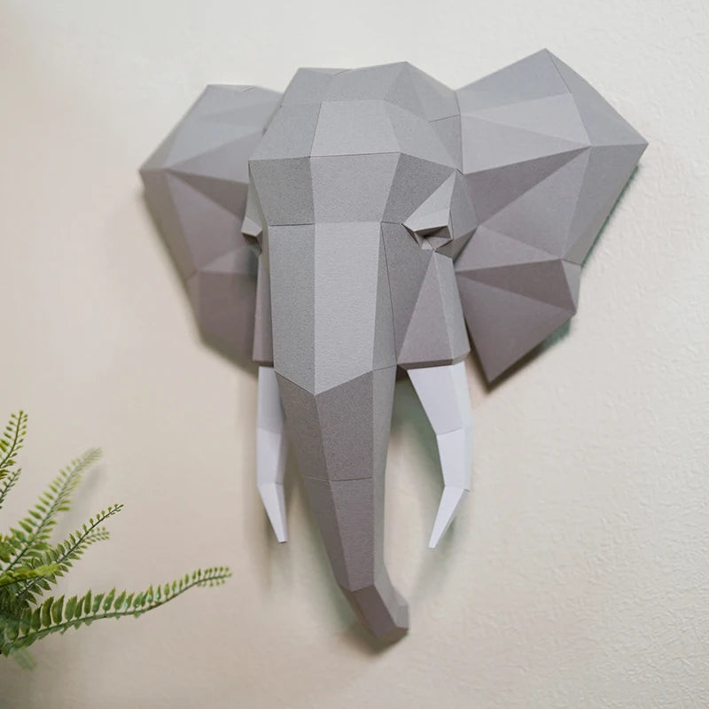 DIY 3D Paper Origami Elephant Wall Sculpture