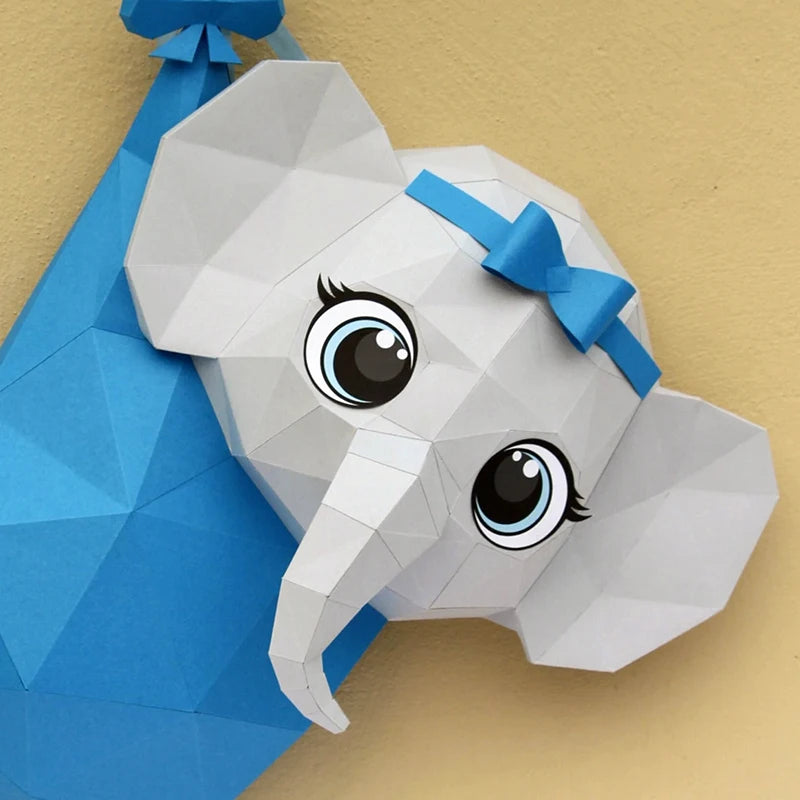 90cm Origami Wall Sculpture 3D Paper Elephant to Assemble DIY