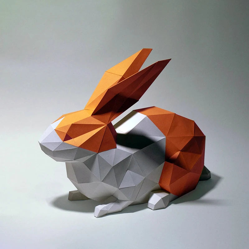Escultura de papel 3D de conejo de origami de 37 cm para armar.