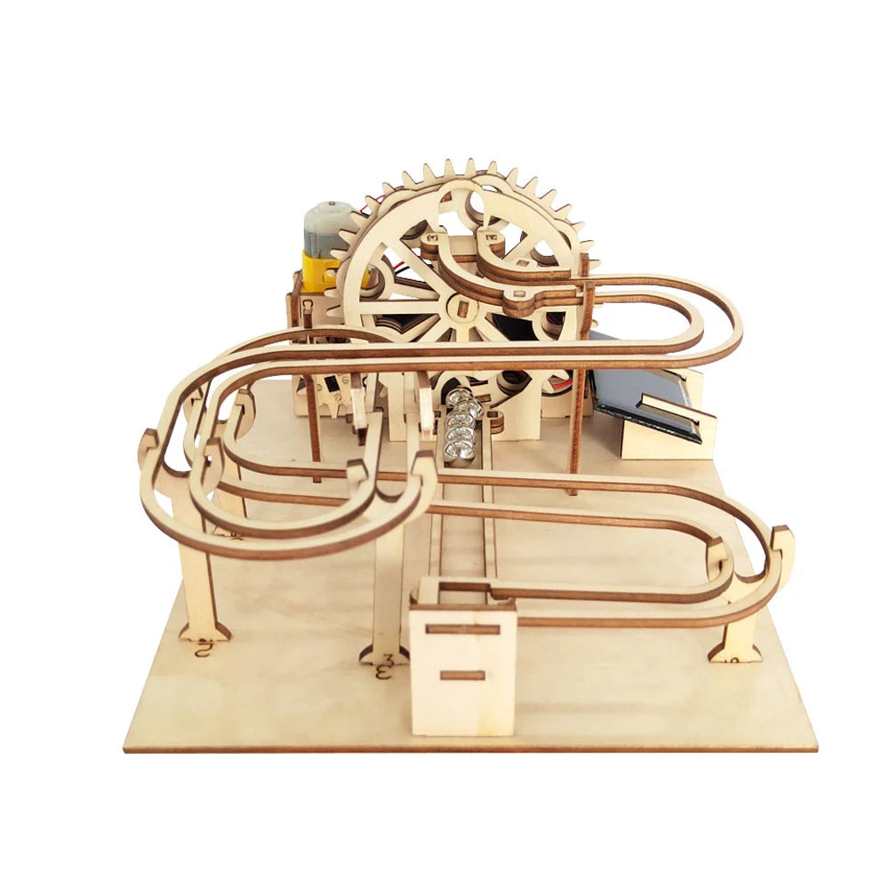 Rompecabezas de madera 3D Carrera de canicas mecánica y eléctrica