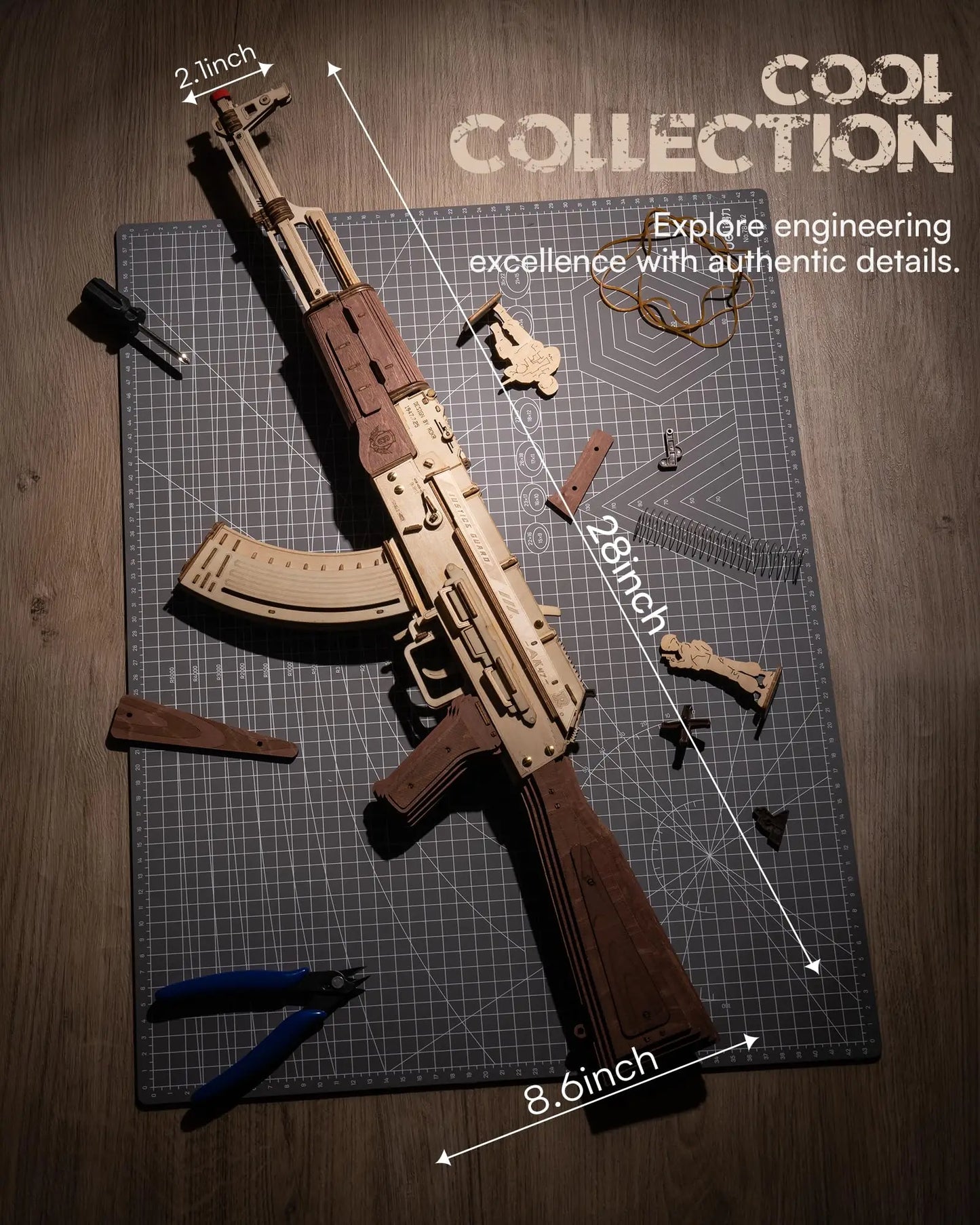 Réplica del rifle automático AK47 en rompecabezas de madera 3D