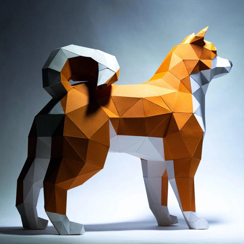 52 cm Origami Shiba Inu Dog 3D Paper Sculpture to Assemble DIY