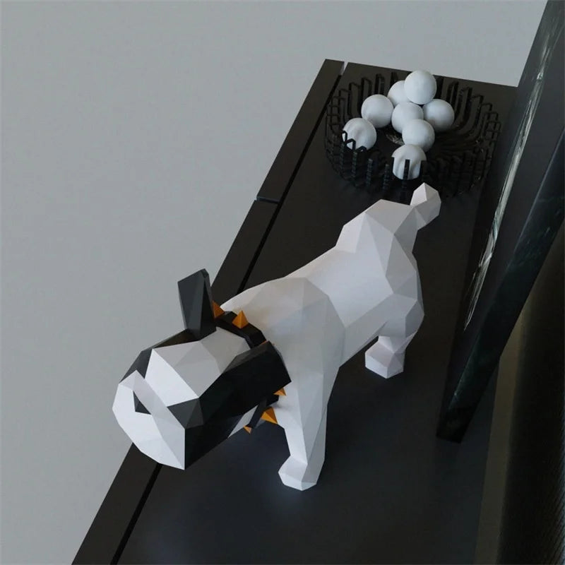 42 cm Origami Sculpture French Bulldog Dog in 3D Paper to Assemble DIY