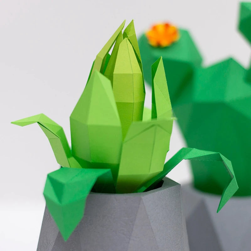 25cm Origami Cactus 3D Paper Sculpture to Assemble DIY