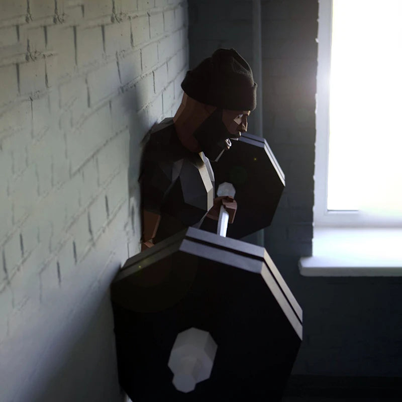 150cm Origami Wall Sculpture 3D Paper Bodybuilder to Assemble DIY