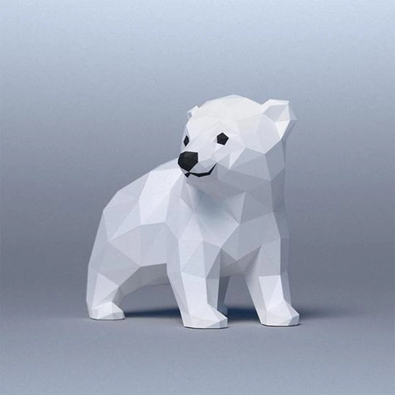 31 cm Origami Polar Bear 3D Paper Sculpture to Assemble DIY