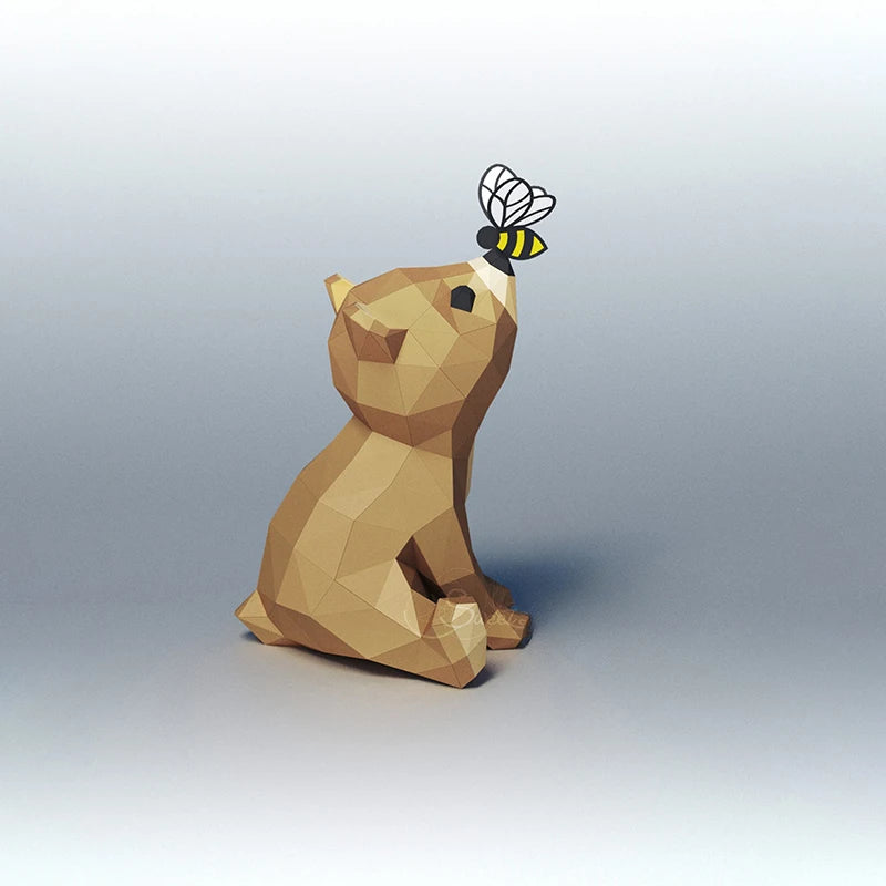 39 cm Origami Paper Bear 3D Sculpture to Assemble DIY