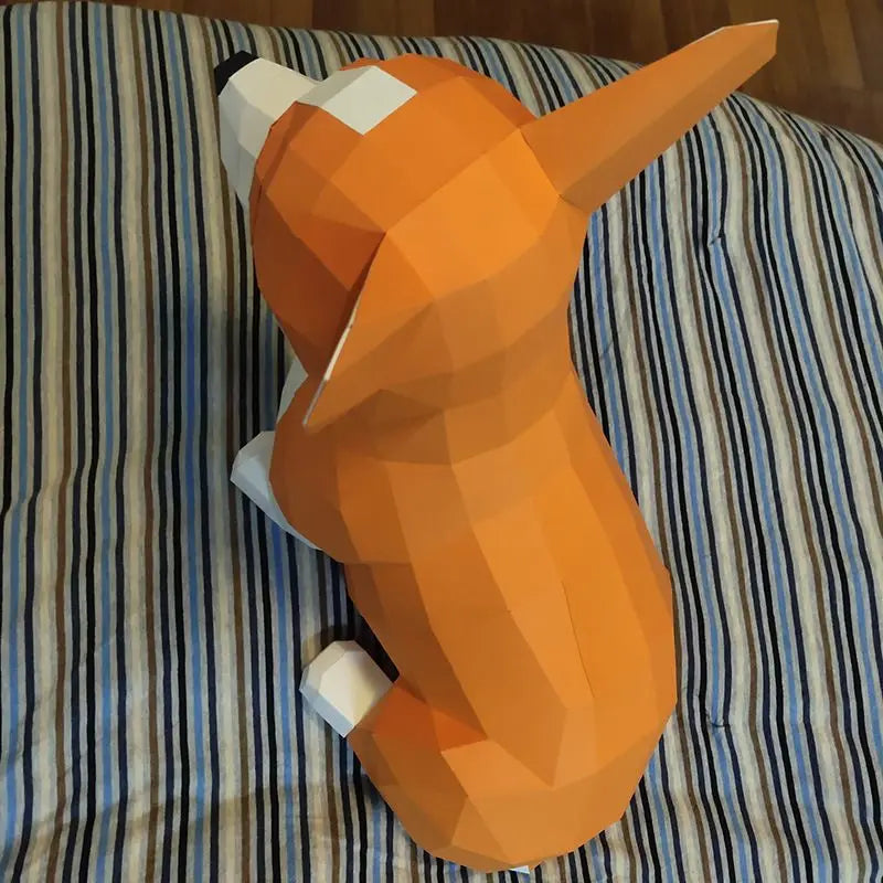 Escultura de Origami 44 cm Perro Corgi 3D Papel para Armar DIY