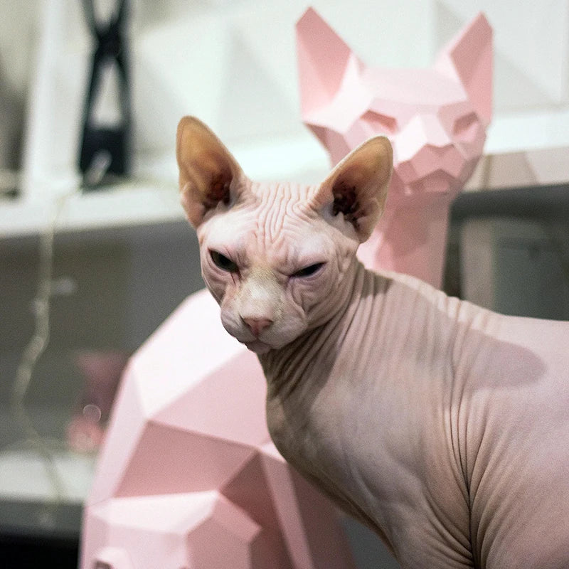 Escultura de papel 3D de gatos siameses de origami de 43 cm para armar.