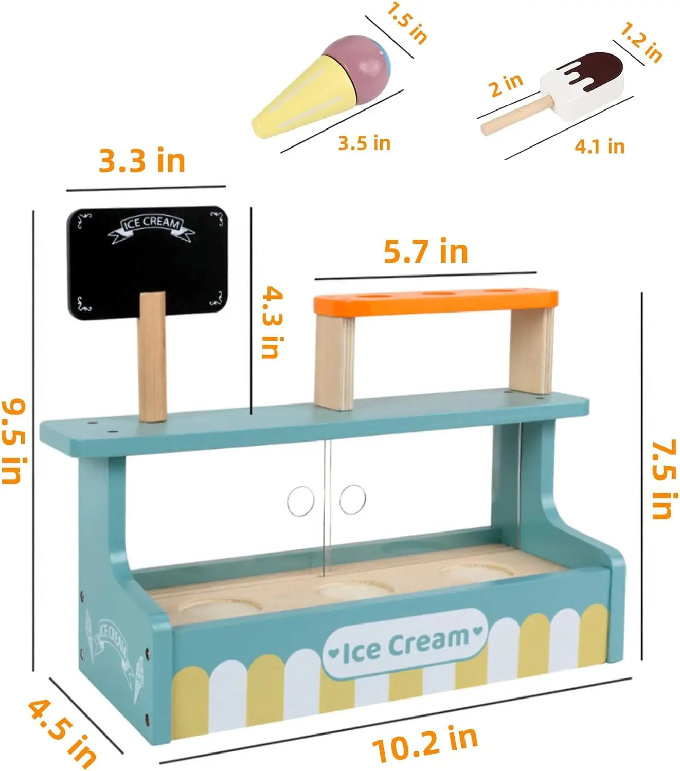 Jouet Stand de Glaces et Accessoires en Bois Montessori