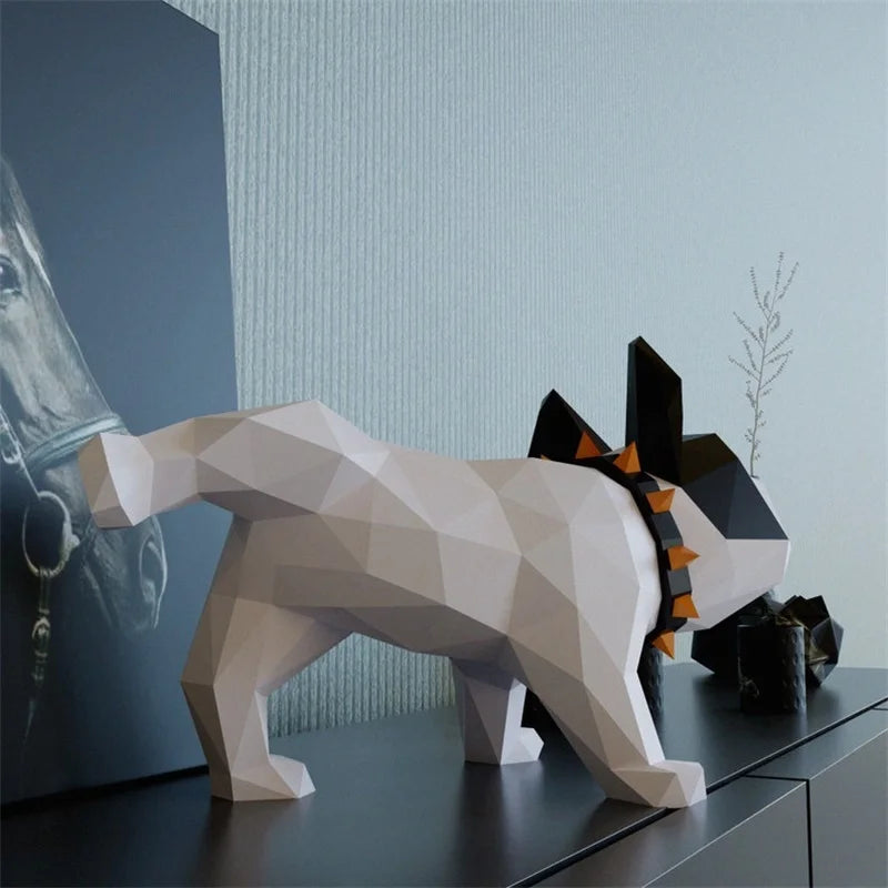 42 cm Origami Sculpture French Bulldog Dog in 3D Paper to Assemble DIY